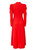 Red Midi Dress With Ruched Sleeves And  Tie Neck | SAYAKA