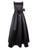 Black Taffeta Belted Waist Midi Dress | KATSUMI