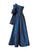 Navy Strapless Evening Taffeta Midi Length Dress With Boned Corset And Bow | HOTARU