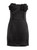 Black Floral-Appliqué Satin Bodycone Mini Dress  | AKUMU
