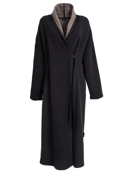 Black Wool Double Knited Coat | SOYOKO - Nolo Fashion