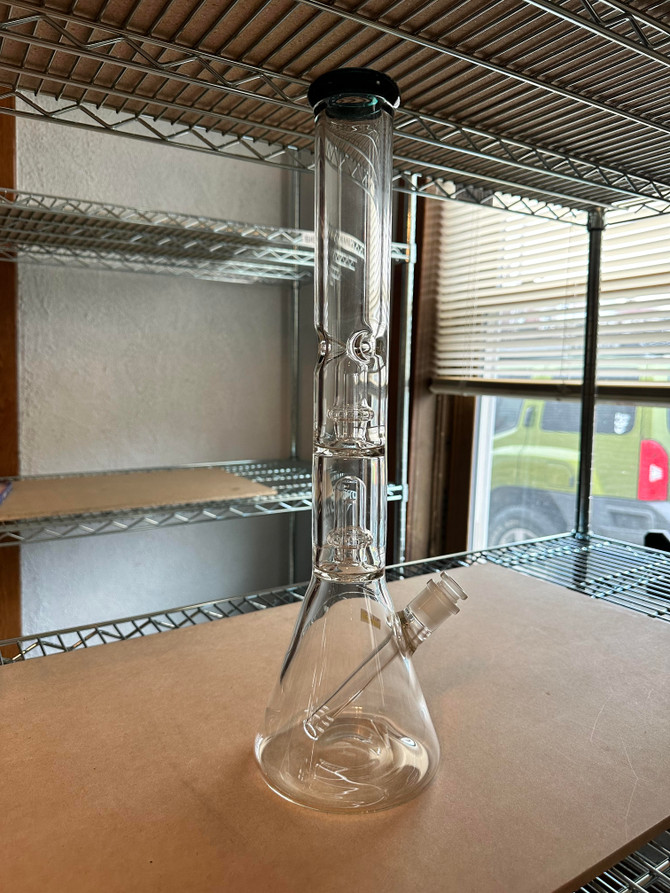 18" Clear Waterpipe W/ Ice Pinch & Percs - #12735