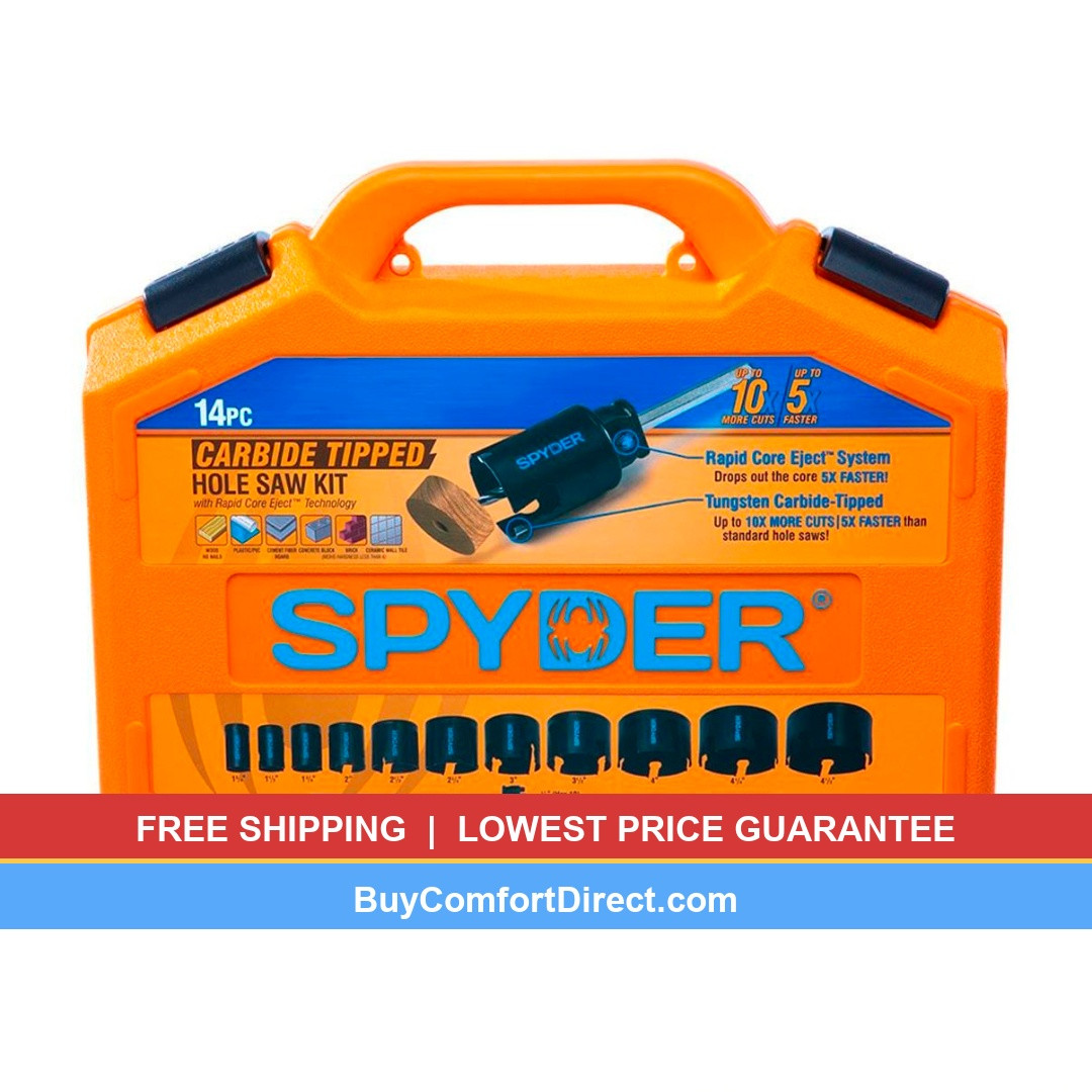 Spyder 14 Piece Tungsten Carbide Tipped Wood-Masonry Hole Saw Set