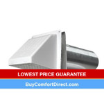 4" White Plastic Sidewall Cap With 11" Long Collar, Screen and Damper