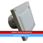 4" WHITE PLASTIC EAVE Cap with 3" Long Metal Collar on back