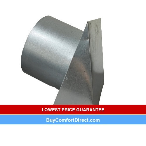 6" Silver Metal Sidewall Cap With 5" Long Collar, Screen and Damper