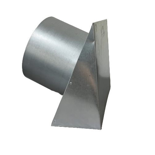 8" Silver Metal Sidewall Cap With 5" Long Collar, Screen and Damper