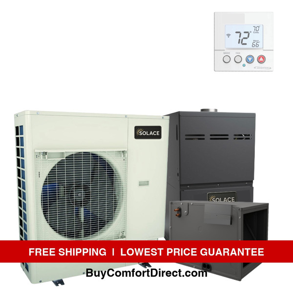 Solace 3 Ton 16.2 SEER2 60,000 BTU 80% AFUE AC and Furnace System - Horizontal - S-GXV6SS3610
