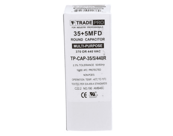Dual Run Capacitor 35/5 MFD 370/440V Round