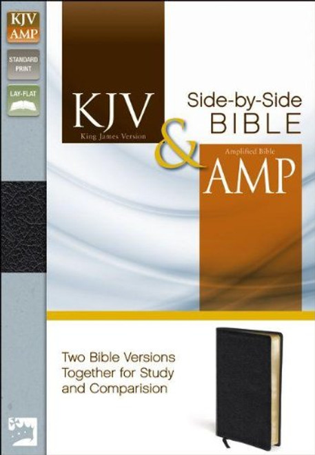 KJV, Amplified, Side-by-Side Bible, Bonded Leather, Black, Red Letter Edition