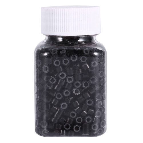 1000PCS/Bottle Silicone Link Rings Beads Tools For Feather Human Hair Extension(1000PCS Black)