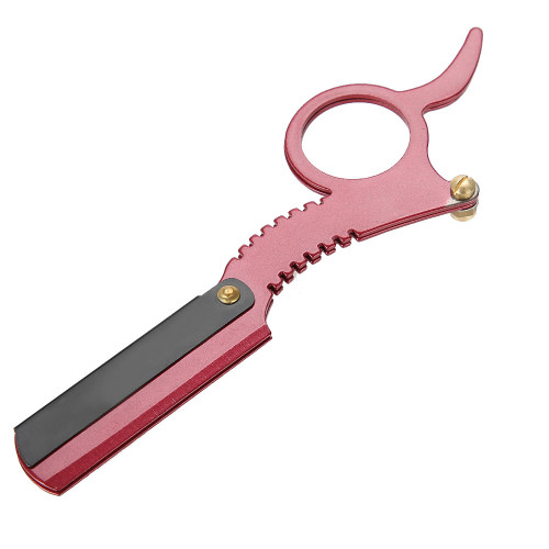 Stainless Steel Men Razor Thumb Shape Manual Straight Facial Hair Removal Shave Razor Red