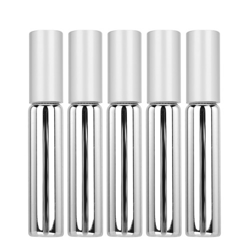 5pcs Empty Essential Oil Roller Ball Bottle Glass Perfume Dispenser ContainerSilver