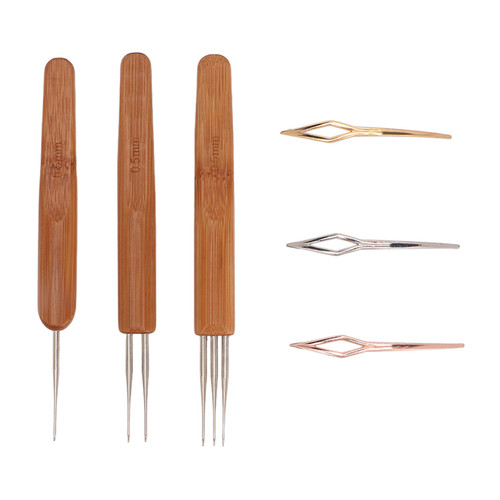 6pcs Dreadlocks Crochet Hook Set Alloy Wood Exquisite Wig Making Hair Dreadlocks Weaving Needle for Braid DIY Craft