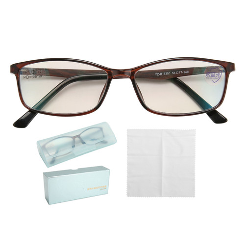Blue Ray Blocking Glasses Reduce Headache High Definition TR Rectangle Reading Glasses +100