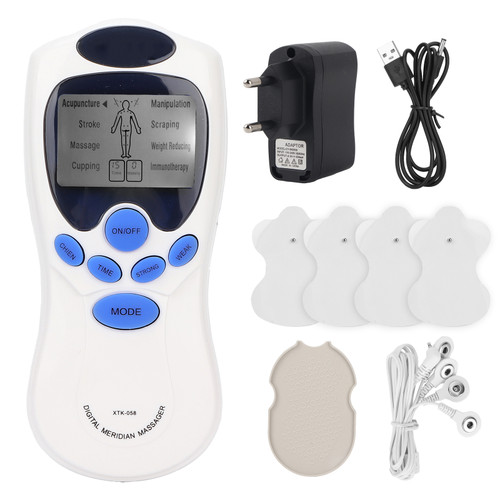 Muscle Stimulator Portable Mini Electronic Pulse Massager EMS Machine with 4 PadsEU Plug 100‑240V
