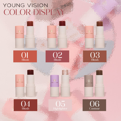 YOUNG VISION 6Pcs x 6.8g Blush Highlighter Contour Cream Sticks Set Multi-functional Makeup Lazy Stick