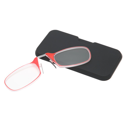Unisex Elderly Blue Light Blocking Nose Clip Glasses Armless Glasses Reading Eyeglasses(+200 Red)