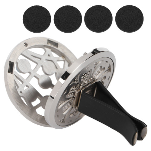 Stainless Steel Car Diffuser Air Freshener Vent Clip Aromatherapy Essential Oil Clip Locket with 4 Pads for Home Office