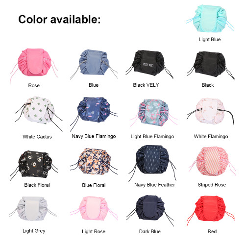 Floral Drawstring Makeup Bag Opens Flat Small Travel Cosmetic Bag Toiletry Bag Cute Aesthetic Makeup Organizer Bag