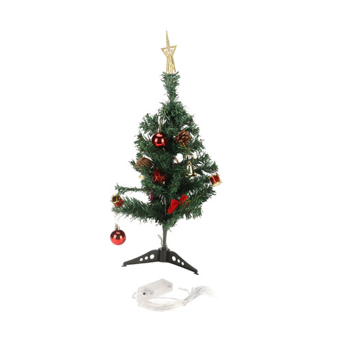 19.7inch Tabletop Christmas Tree Mini Artificial Decorated Christmas Tree Set with LED Light