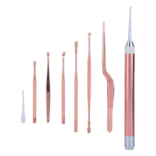 Stainless Steel Ear Spoon Light Ear Wax Pick Kit LED Earwax Cleaner Ear Care Tool