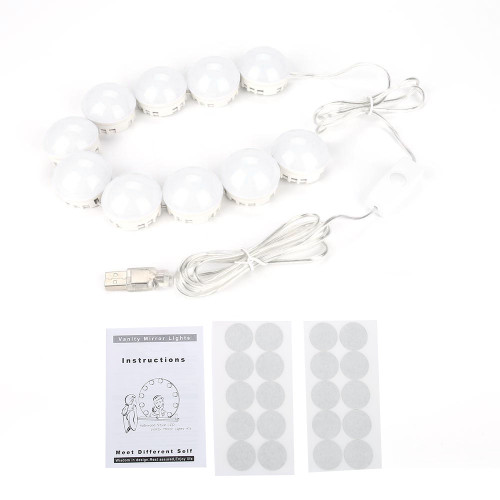 Vanity LED Makeup Mirror Lights Dimmable Bulb Concealable Wiring Light String Warm Cold Tones