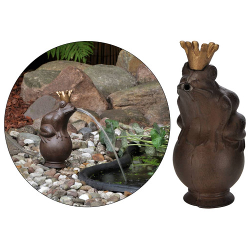 HI Metal Water Fountain Frog King Brown