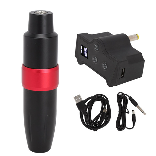 Tattoo Power Supply Kit 1500mAh Cordless DC Interface Rotary Tattoo Pen Machine for Shader Liner