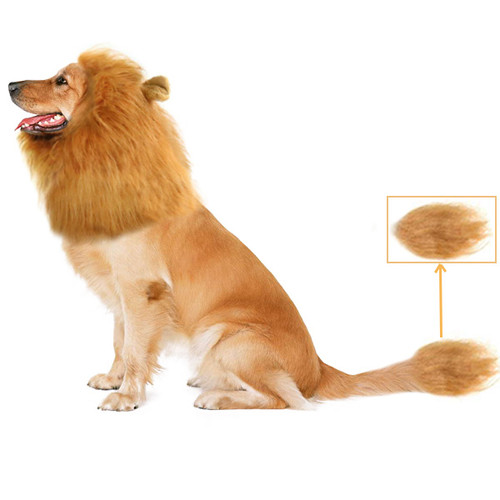 Dog Mane Costume Lifelike Funny Mane Wig  Pet Halloween Mane with Ears Tail for Large Medium Dogs
