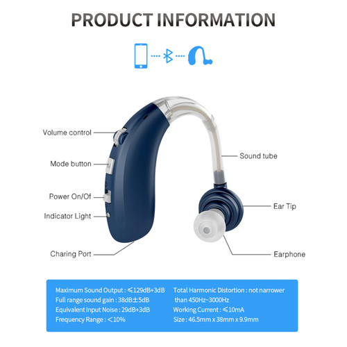 Z-360BT Rechargeable BT Sound Amplifier Hearing Aid for Left and Right Ear