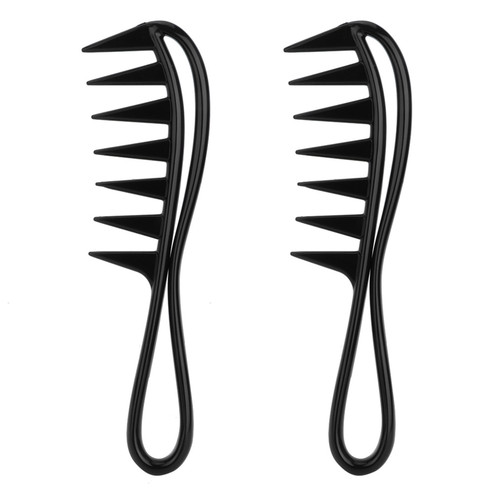 2pcs Professional Salon Wide Teeth Shark Comb Curly Hair Hairdressing Comb Hair Styling Tool