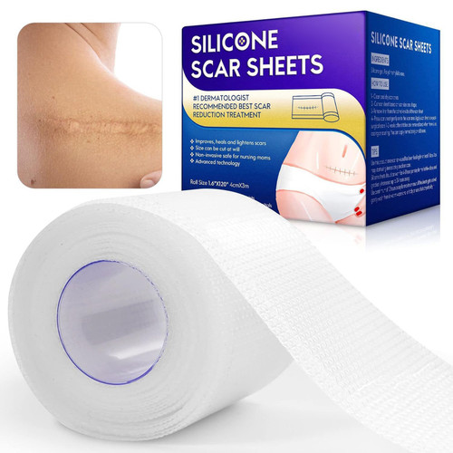 Self-adhesive Silicone Scar Patch 1.6x120 inches Transparent Invisible Scar Sheets Clear Scar Tape Scar Removal Sheets Soften and Smooth Scars Reduce Redness and Itching