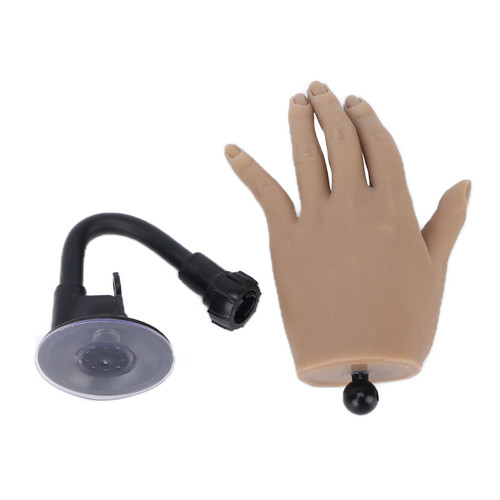 Fake Hand Model Silicone Reusable Nail Art Practice Hand with Fixing Rack for Beginner Practice LearningLeft Hand