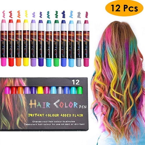 12 Colors Hair Chalk Set for Girls Non Toxic Washable Temporary Hair Chalks