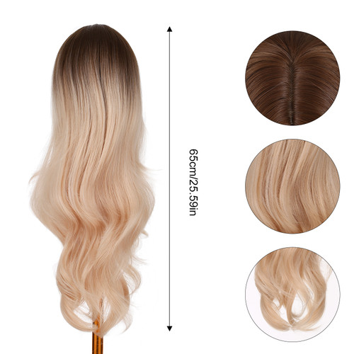Pretfy 65cm Long Curling Blonde Hair Wigs Sexy Wavy Hair Wig Heat Resistant Synthetic for Women Cosplay Party Daily Use
