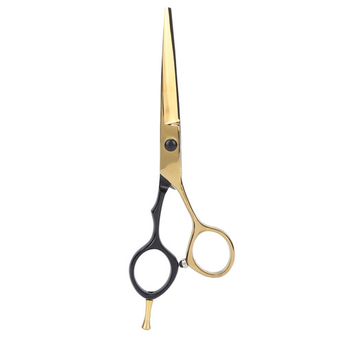 Hair Scissors Stainless Steel Portable Home Salon Hairdressing Scissors Black Gold 5.5 InchFlat Scissors