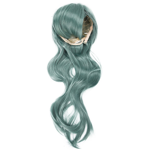 Long Curly Wavy Wigs Women Synthetic Hair Wigs with Bangs for Party Cosplay 70cmMint