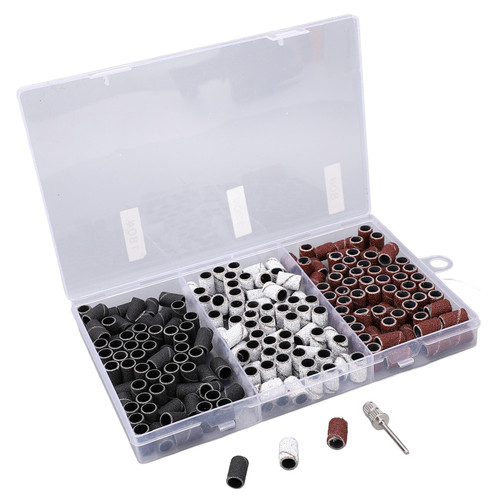 210pcs Nail Art Sanding Caps Dead Skin Removal Manicure Polishing Grinding Bands Brown Black White