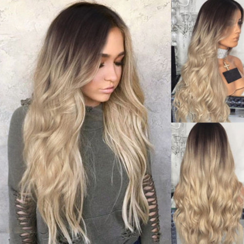 Natural Long Wavy Wigs Lace Front Wig Heat Resistant Hair Wig Cosplay Party Wigs