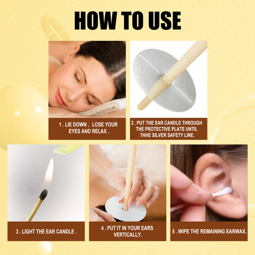 EELHOE 10Pcs/Set Wax Ear Candles Small Horn Ear Candle Cotton Swab Relax Therapy Detoxification Dehumidification Refreshing