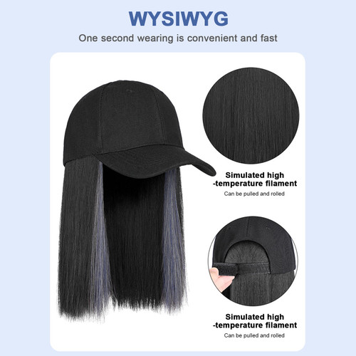 Short Straight Hair Wig with Cap Women's Baseball Cap Wigs High Temperature Silk Wig Natural-looking Wig Cap with Adjustable Cap Circumference