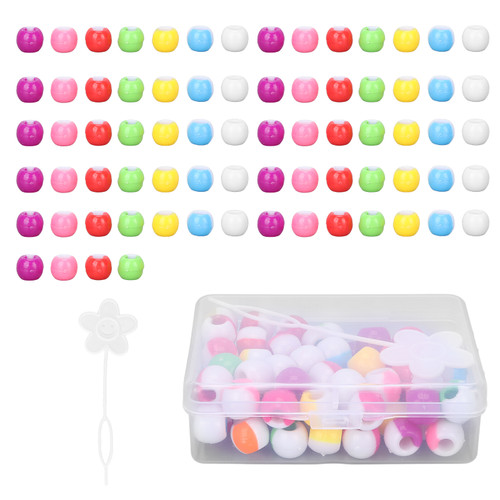74pcs Hair Beads Flexible Hair Braid Cuffs with Hair Wearer and Storage Box for Hair Braids and Jewelry Bracelets MakingColor Mixed