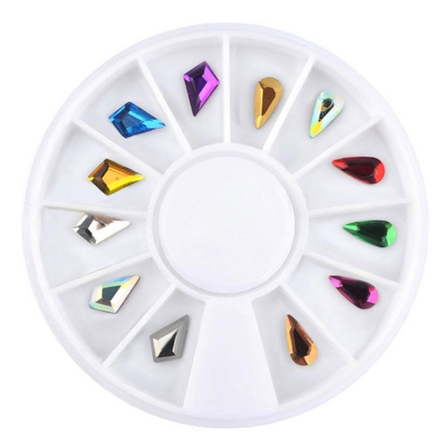 Manicure Decorative Alloy Jewelry Flat Bottom AB Rhinestone Round Nail Jewelry Disc 118