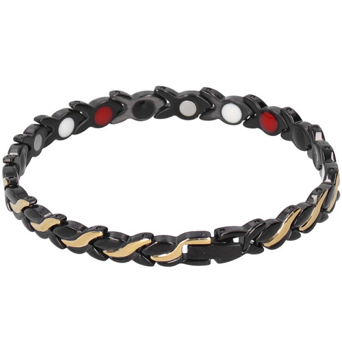 Women Magnetic Bracelet Titanium Steel Buckle Bangle Fishtail Links Health Care Jewelry