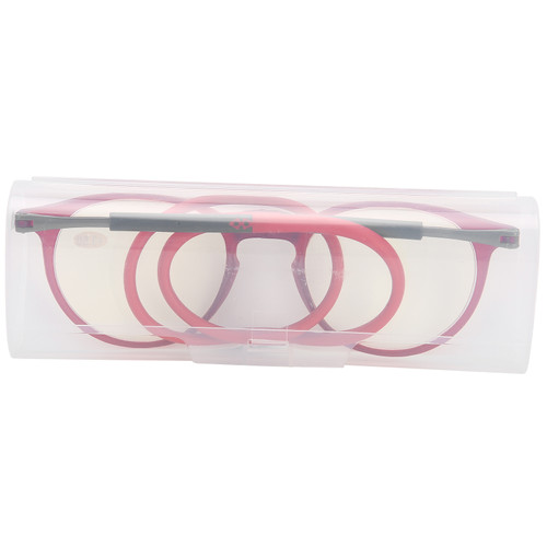 Eldely Magnetic Reading Glasses Portable Stylish Blue Light Blocking Presbyopic Glasses(+100 Red)