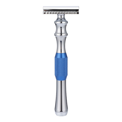 Man Shaving Razor Classic Double Edge Razor and Base Safety Shave (Blue Razor)