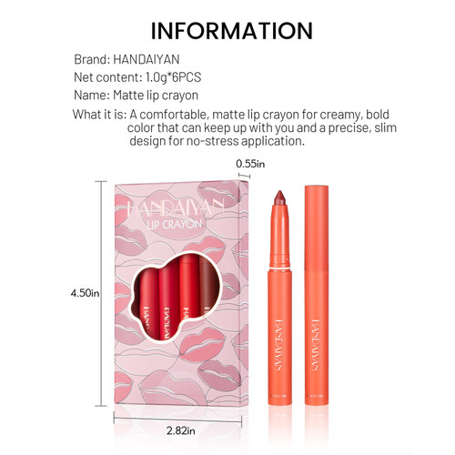 6 Colors Lip Pencil Set Waterproof Long-lasting Lip Liner Matt Lipstick Pen