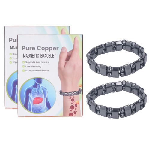 2PCS Magnetic Bracelets Pure Copper Relieve Dizziness Improve Circulation Liver Health Care Strength Magnetic Bangle