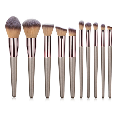 10Pcs Champagne Gold Makeup Brushes Set Foundation Eyeshadow Eyebrow Blush Brush Beauty Tools